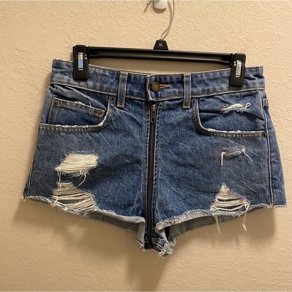 Carmar Blue Helen Exposed Zipper Denim Shorts Size 27 - Picture 3 of 14